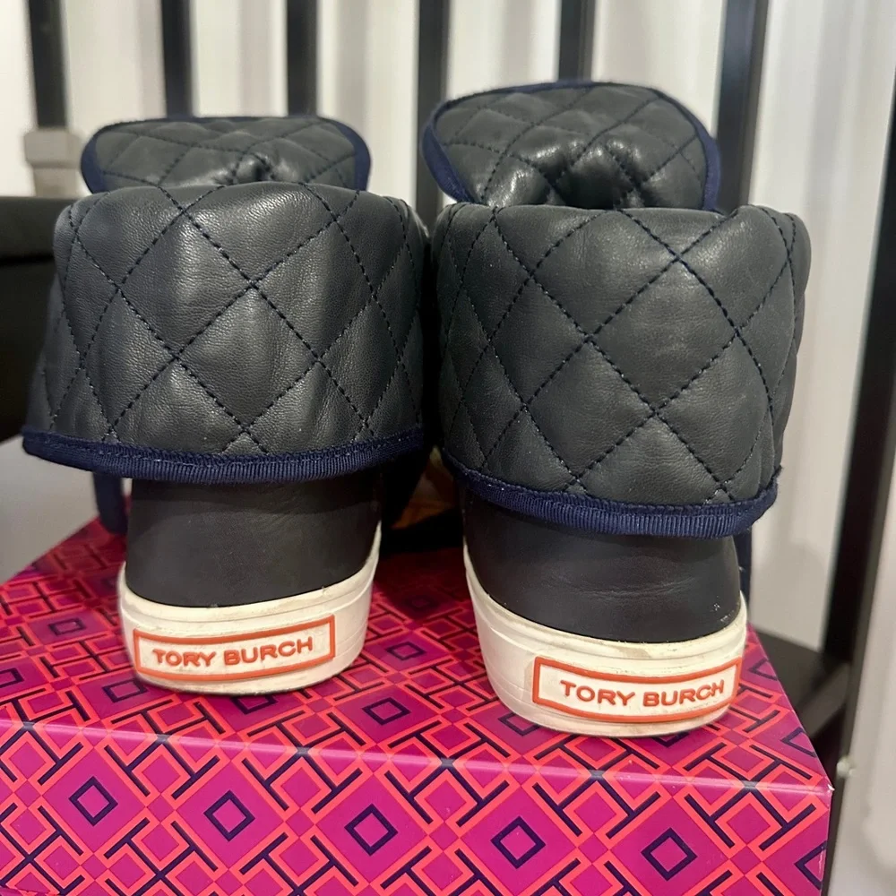 Tory Burch calf leather high top sneakers sz 8.5